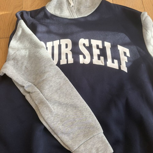 Shein women's hoodie new, size small, white and blue