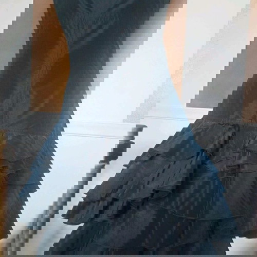 Vintage Y2K Mango ruffle asymmetric evening dress like new, black