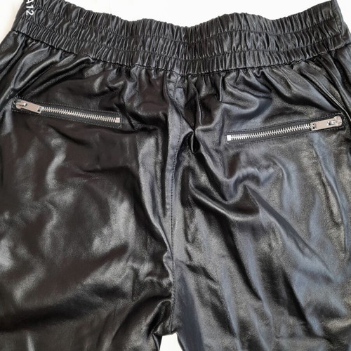 Zara black faux leather pants with silver zippers, new, size L