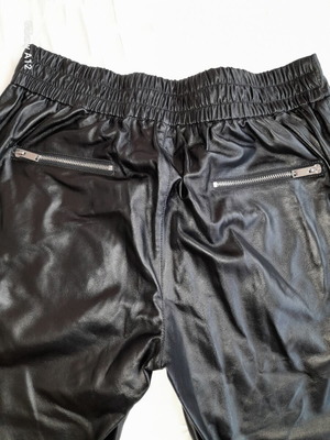 Zara black faux leather pants with silver zippers, new, size L