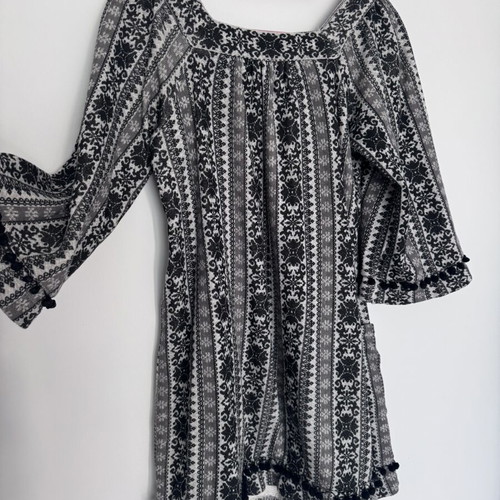 Boho cotton dress size S like new, black and white