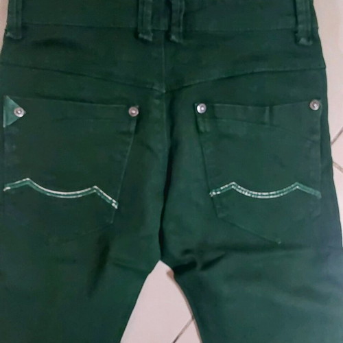Pants for boys and girls new, dark green, straight fit