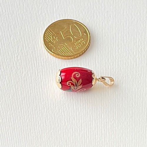 Porcelain pendant with 14k gold new