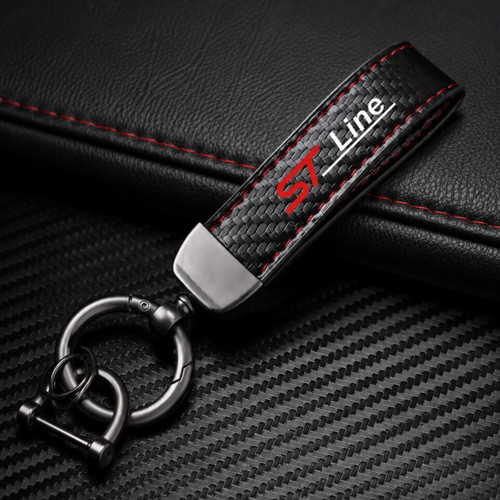 Leather Car Keychain ST Line Black Carbon Look new