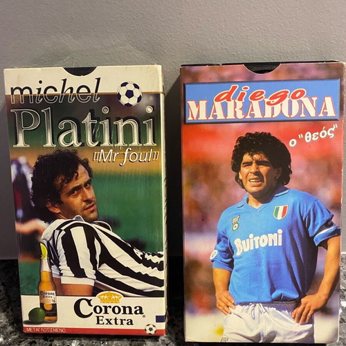 Maradona and Platini VHS tapes like new, collectible football
