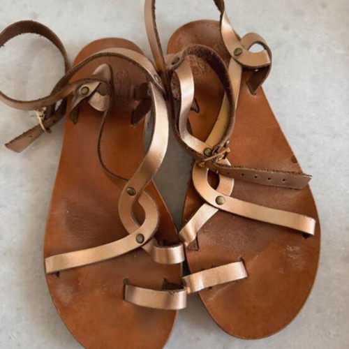 Sandalista leather ancient Greek sandals used, size 36, rose gold