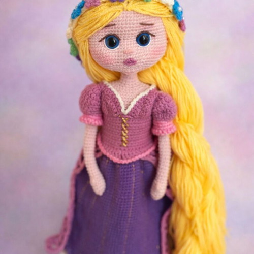 Knitted Rapunzel doll new