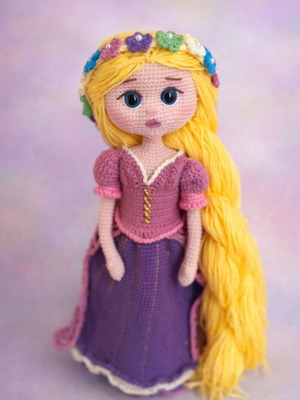Knitted Rapunzel doll new