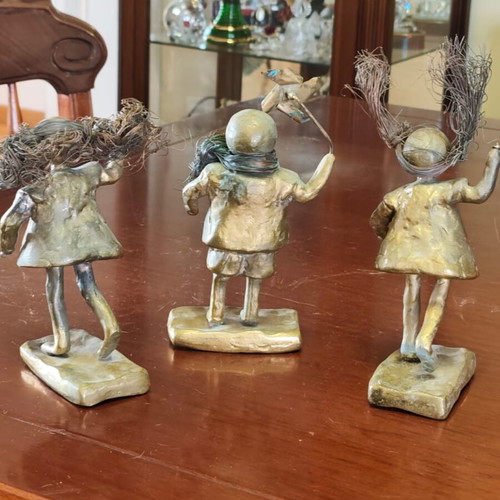 Handmade bronze sculptures, set of 3