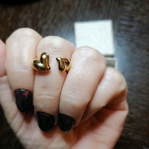 Stainless steel ring with hearts new, gold-colored