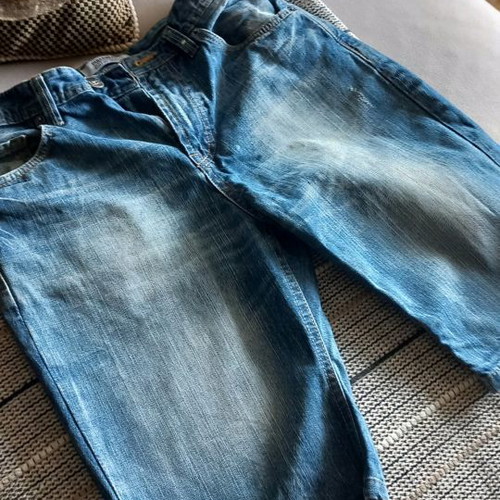 Branded men's denim bermuda shorts