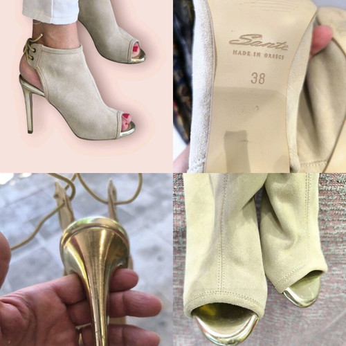 Leather sandals like new, size 38, with gold heels 11 cm