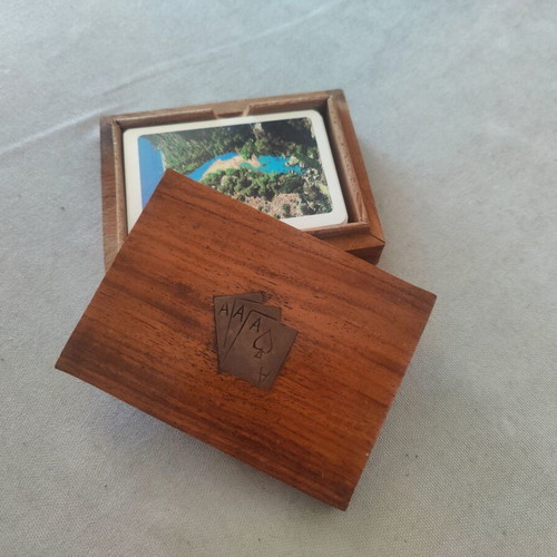Collectable Wooden Games Travel Chess Set and Playing Cards Pair