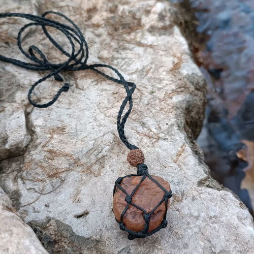Macrame necklace with carnelian handmade made to order