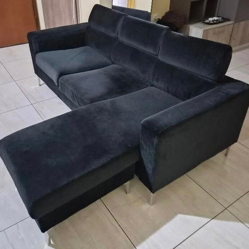 Sofa three-seater with reversible corner velvet fabric like new