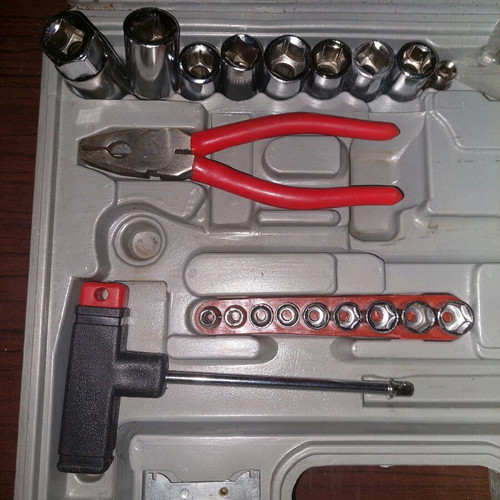 Tool kit with German wrenches and electrical tools used