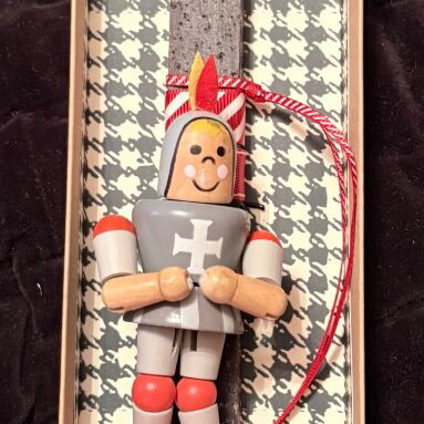 Easter candles with wooden knight figure new