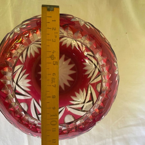 Saint-Louis crystal vase used, red antique