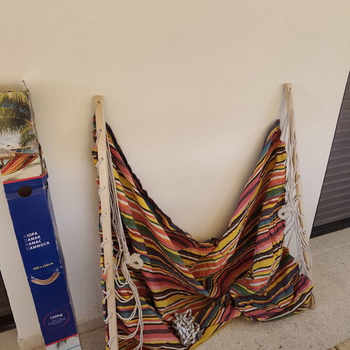 Double hammock up to 150kg with rods and rope, new
