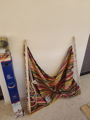 Double hammock up to 150kg with rods and rope, new