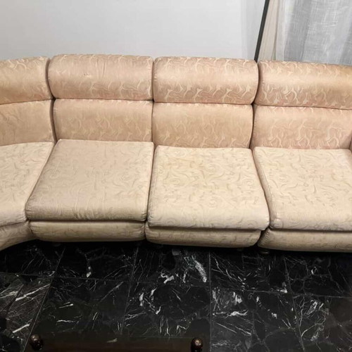 Corner sofa 6-seat used with curved beige champagne angle