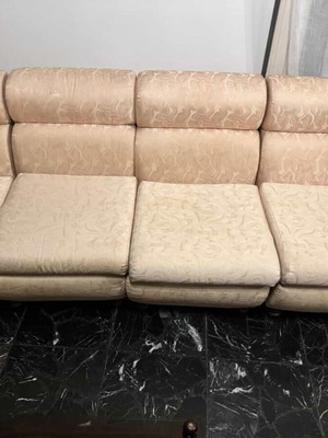 Corner sofa 6-seat used with curved beige champagne angle