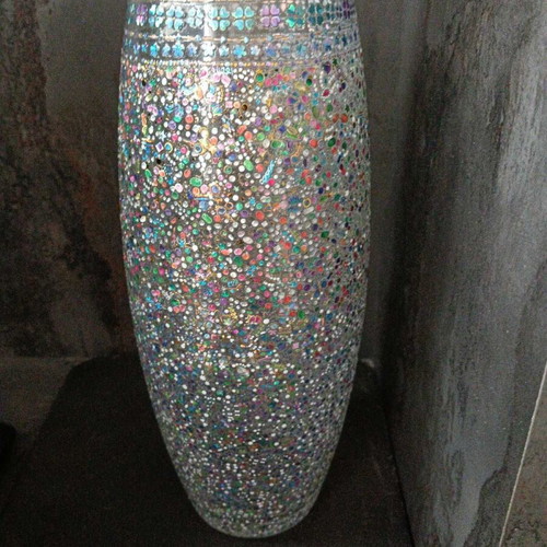 Glass vase hand decorated 26 cm new