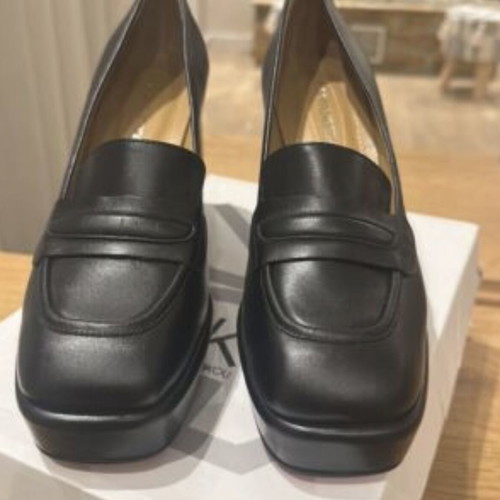 Gianna Kazakou leather loafers size 40 new, black platform heels