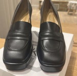 Gianna Kazakou leather loafers size 40 new, black platform heels