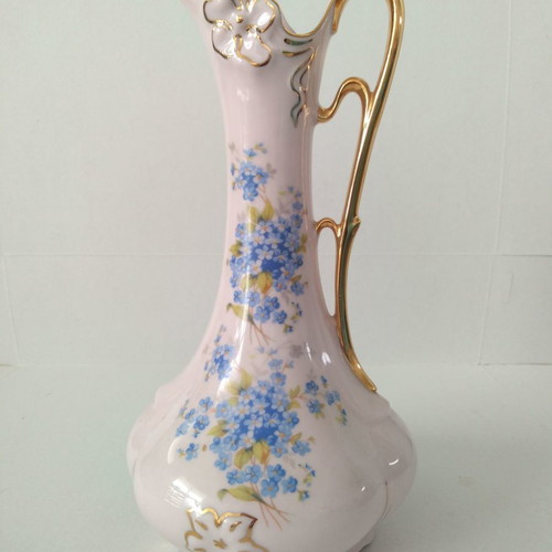Hand-painted pink pitcher used, Made in Czechoslovakia