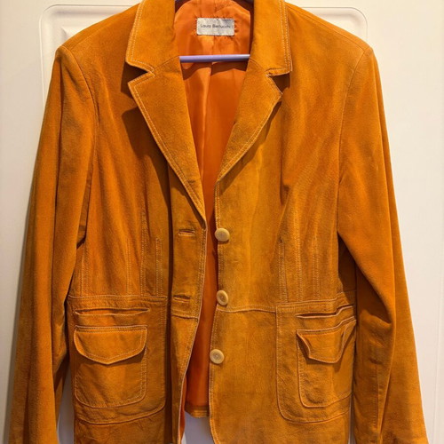 Leather suede women's jacket Laura Berlucchi used, orange, XXL