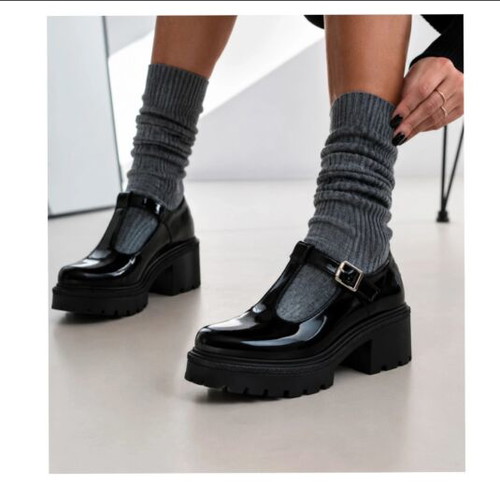 Tamaris Mary Jane style shoes, black patent leather, size 40