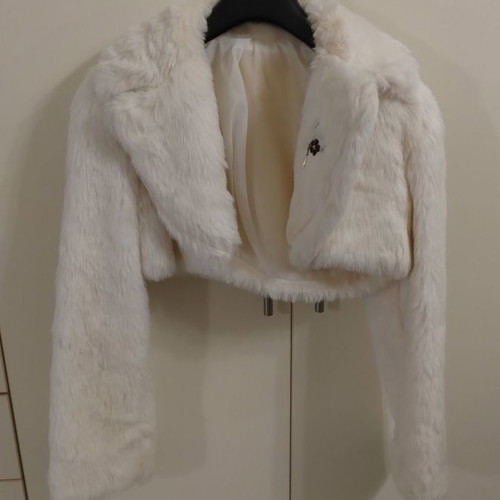 Fur bolero used white/beige, size Medium, Italian