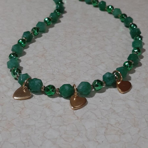 Necklace aventurine and hematite in steel new