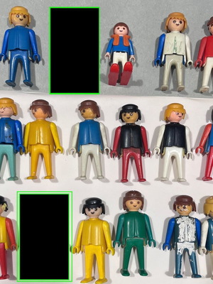 Playmobil used 14 adults and 1 child figures