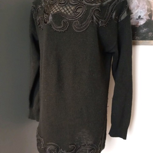 Vintage wool long women's pullover L used, black