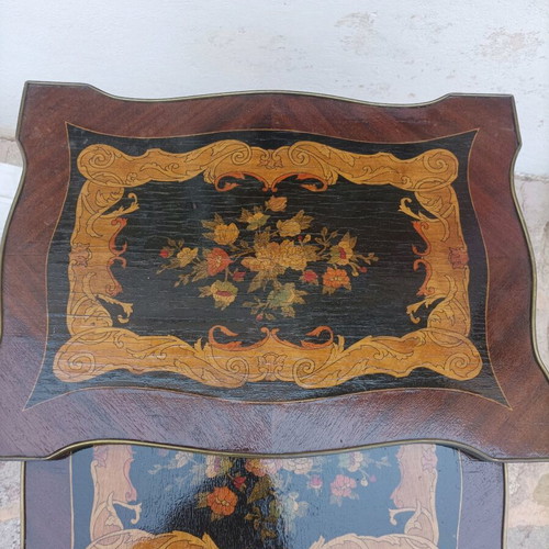 Nesting tables set of three with painting used