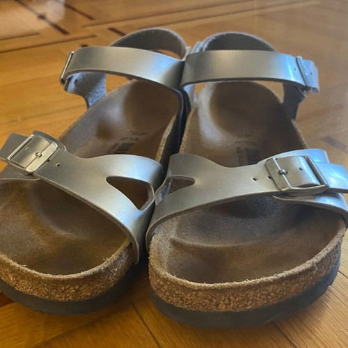 Birkenstock sandals size 36 used, silver