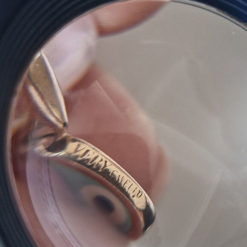 Very Gavello K9 gold ring with eye, size 51, turquoise and gold