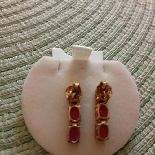 Riviera silver 925 gold-plated earrings with ruby root new
