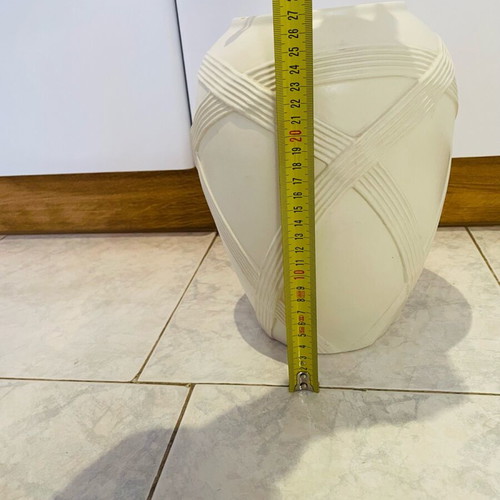 Vintage large vase used with damages, broken white