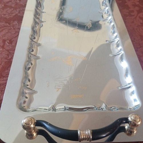 Stainless Steel Serving Trays like new, set of 2 with gold design