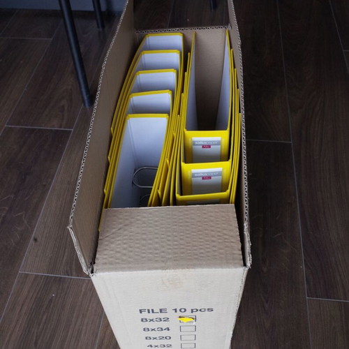 Salco yellow plastic 8x32 binders new, pack of 47 boxes