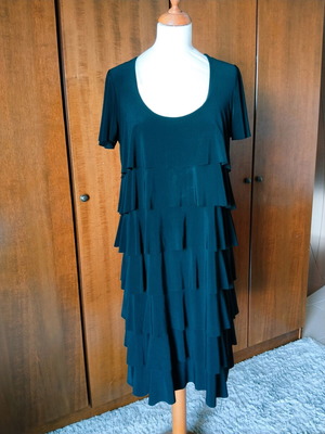 Ricordi Black Midi Dress with Ruffles and Open Back L/XL like new