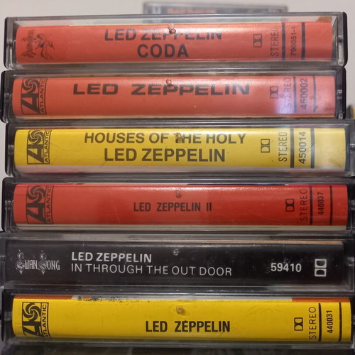 Cassette tapes used, set of 26 with Pink Floyd, Led Zeppelin, Rolling Stones