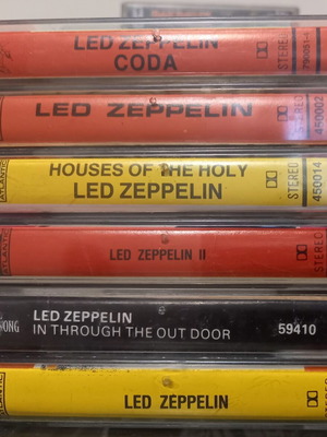 Cassette tapes used, set of 26 with Pink Floyd, Led Zeppelin, Rolling Stones