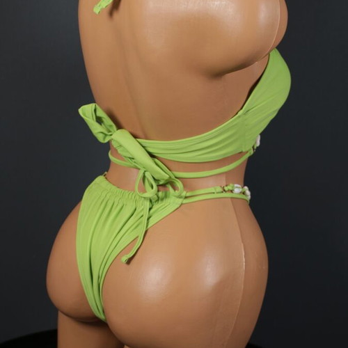 Bikini two-piece elegant green with shells new