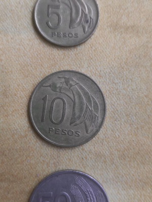 Uruguay Pesos Coin Set used, 5 10 and 50 Pesos 1968 1970