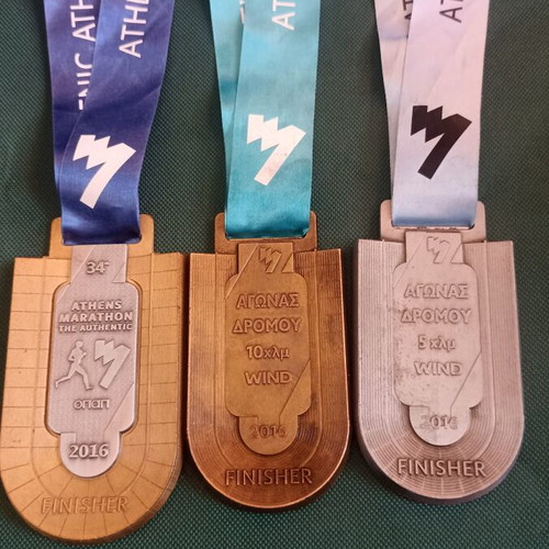 Collectible Full Set of 3 Athens Authentic Marathon Medals 2016, like new