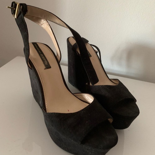 Pull and Bear platform shoes used, black, size 37